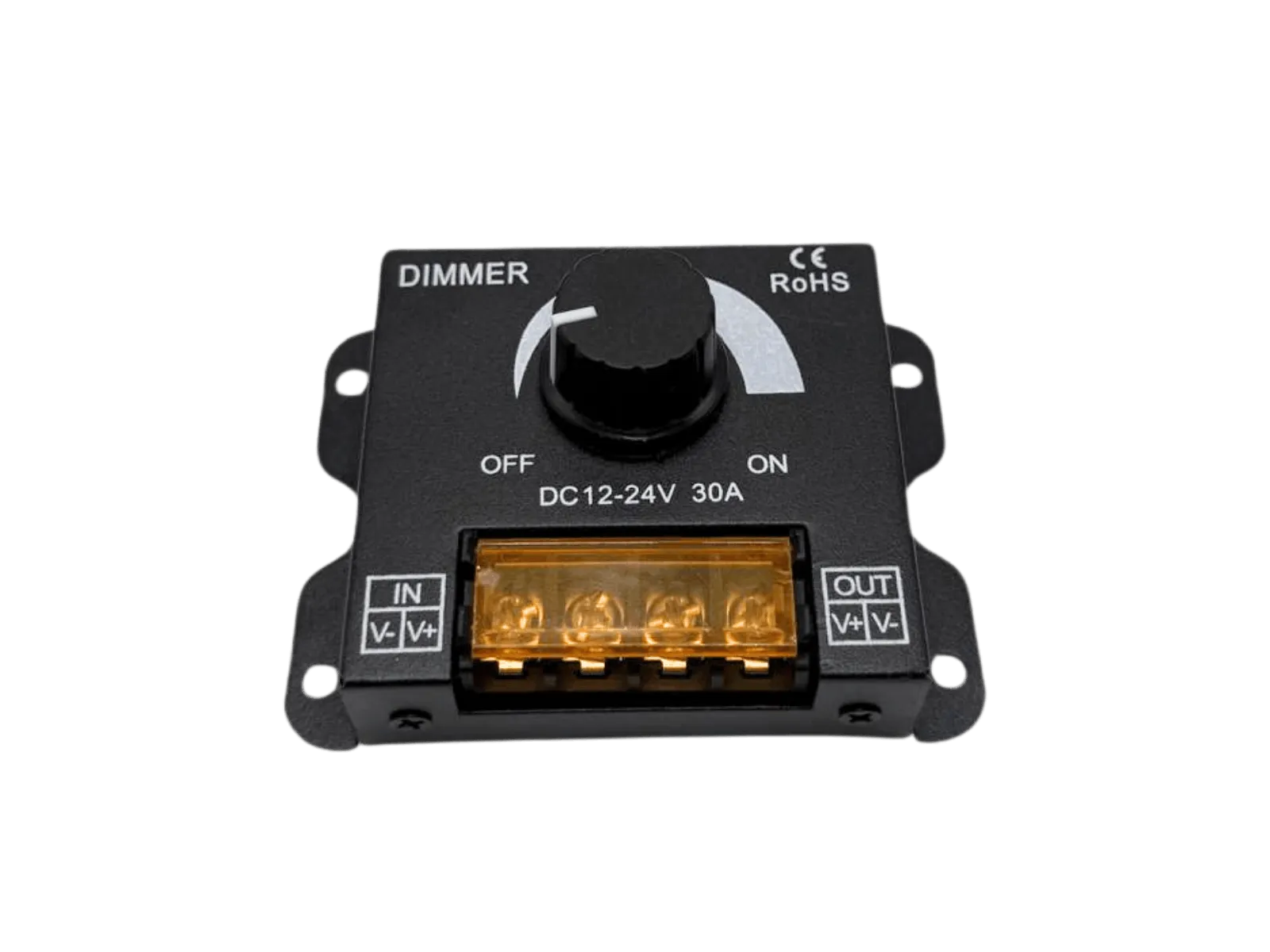 LED Dimmer 12V 24V DC 30A – Draufsicht Controller LED Dimmer 12V 24V 30A Draufsicht Drehdimmer für LED Streifen Controller
