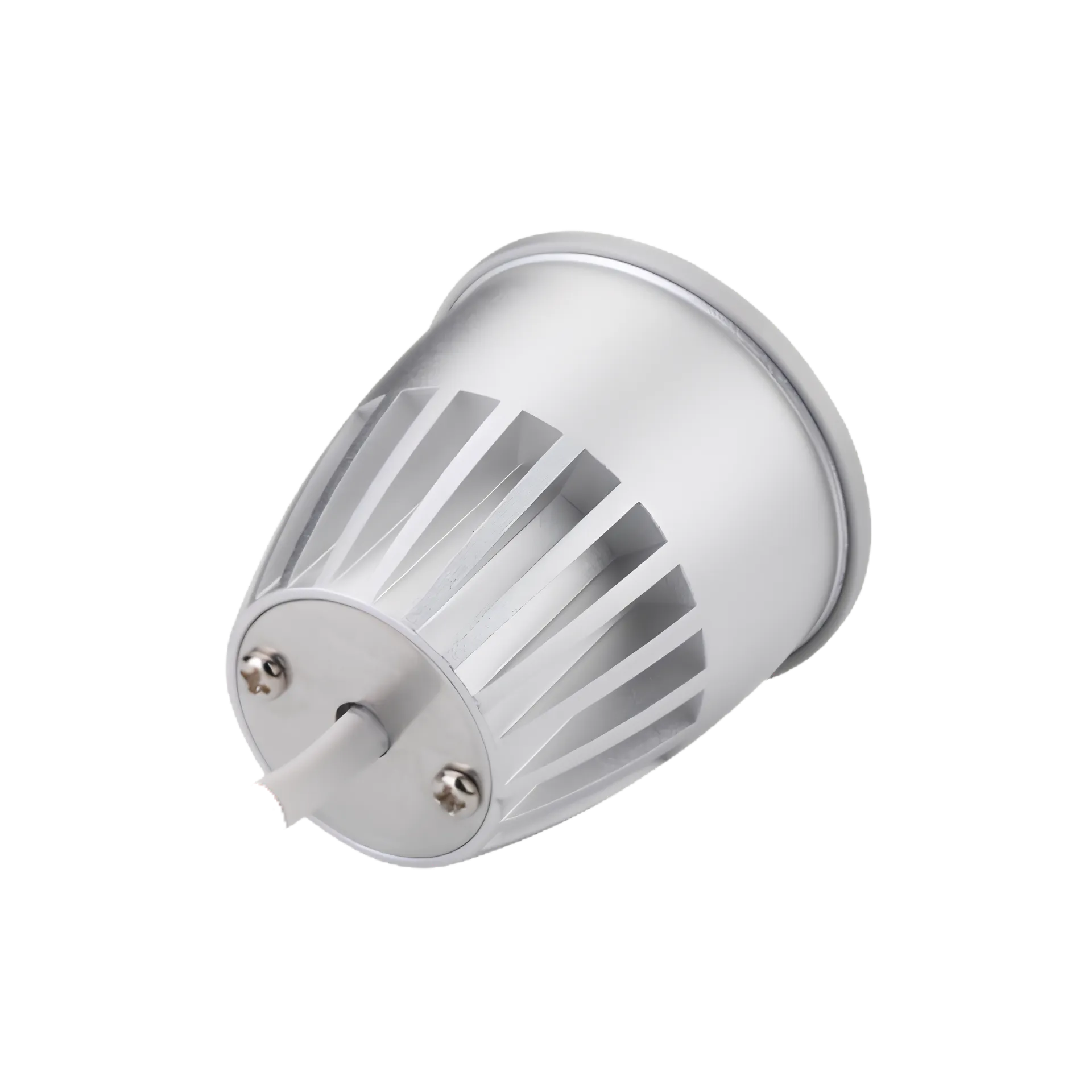 MR16 LED Spot 10W 24V DC RGBW 2700K Rückansicht Rückansicht des MR16 LED Spots 10W 24V DC RGBW mit Aluminium Kühlkörper und Anschlusskabel