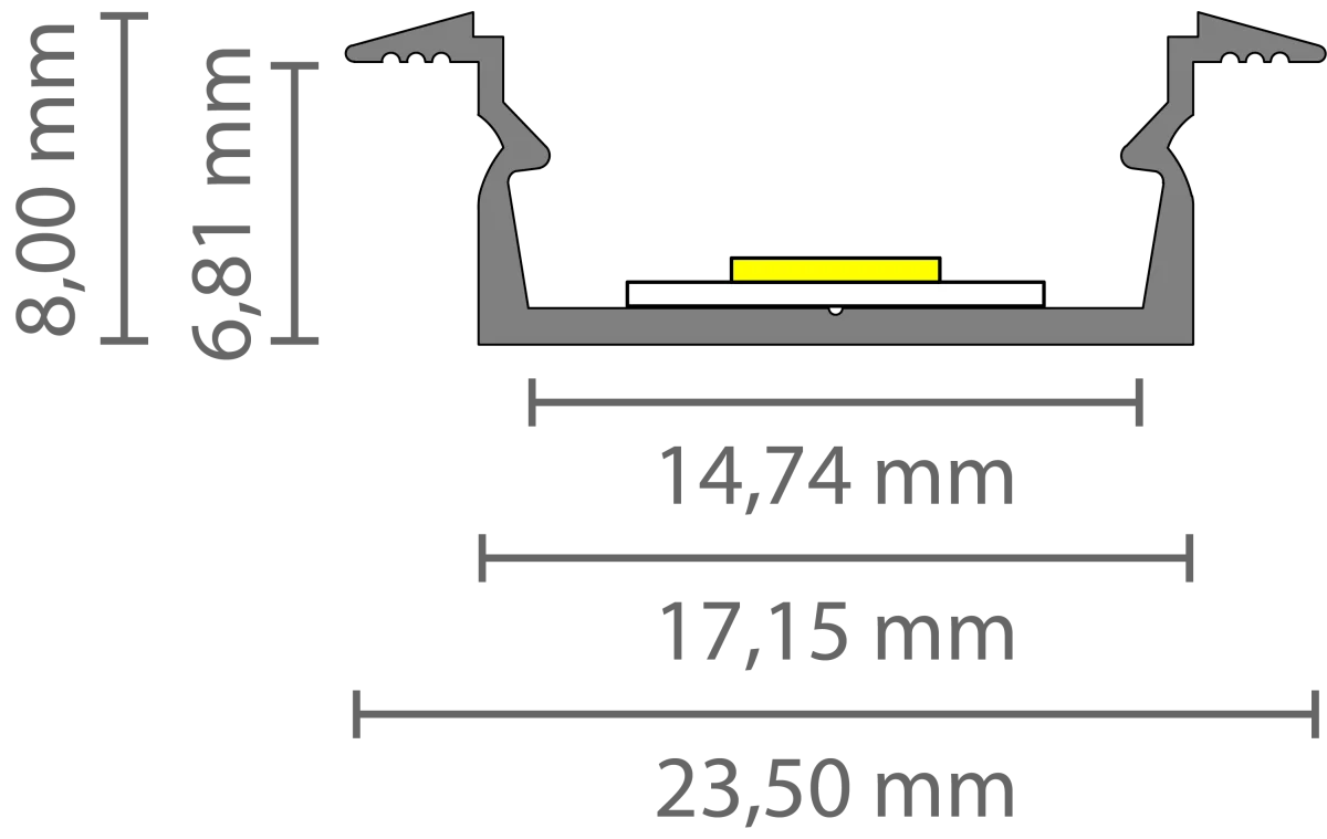 Ultraflaches LED Alu Einbauprofil 2m EXO-NLN1F_14 (14 mm) –| Aluminiumprofil mit Flügeln für LED-Strips Ultraflaches LED Alu Einbauprofil 2m EXO-NLN1F_14 (14 mm) –| Aluminiumprofil mit Flügeln für LED-Strips