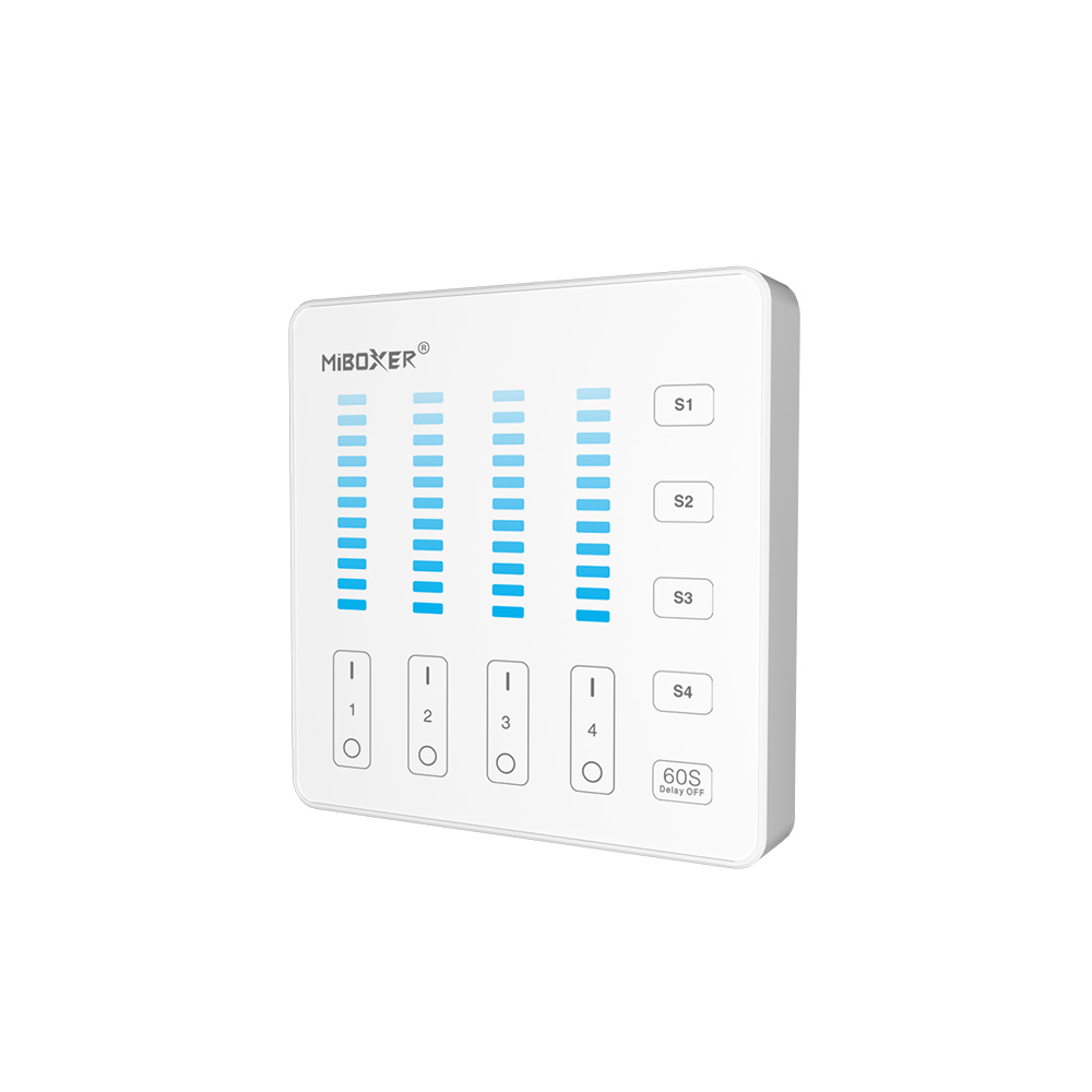 MiBoxer B5 LED-Wandfernbedienung mit Touchpanel für 4 Zonen, 1 Kanal und 5 Szenen, 2,4 GHz Funk