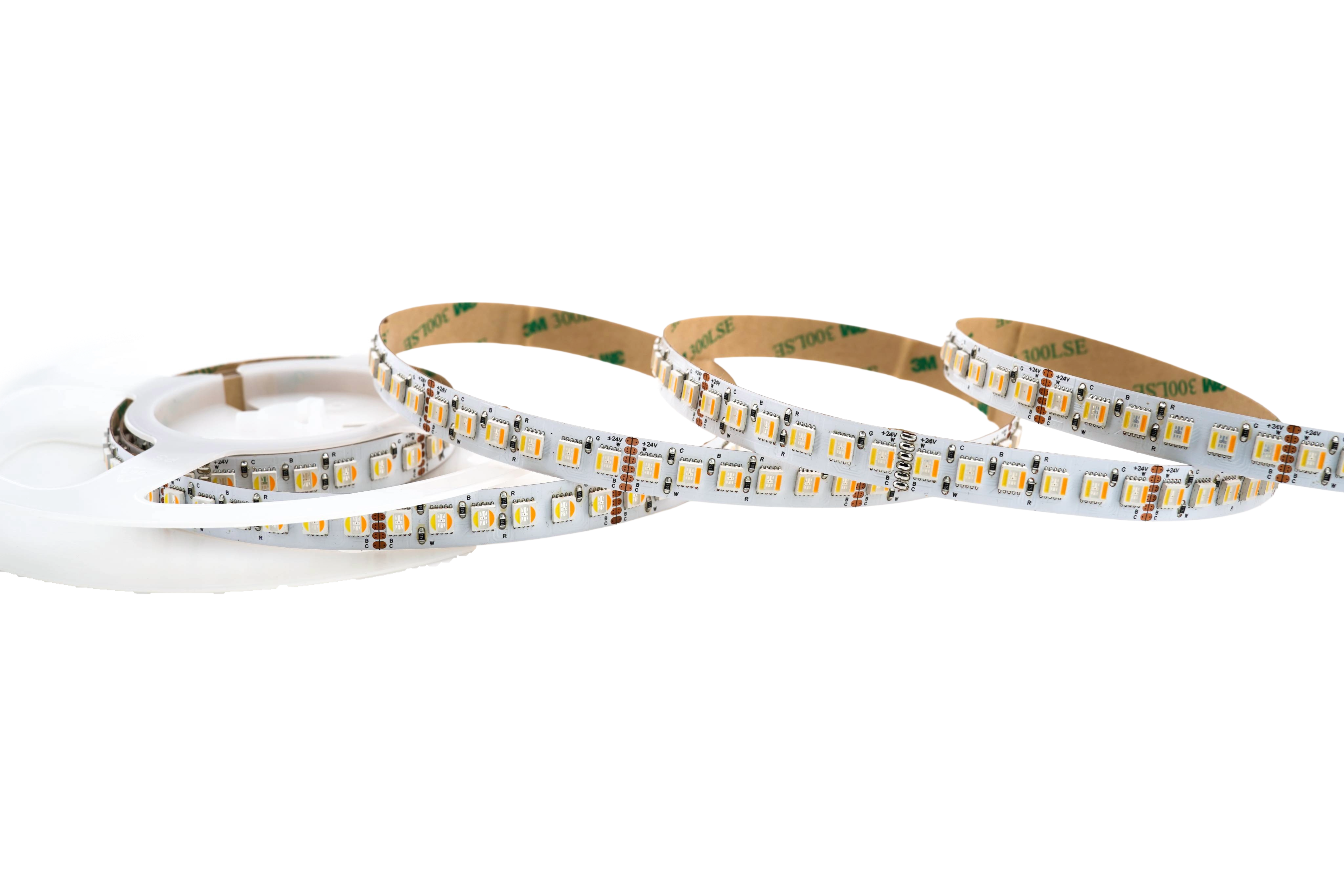 RGBCCT 5-in1 LED-Streifen 12 mm – 120LEDs/m, 24 V, 33 W/m – 2700K-6500K Band mit 120° Abstrahlwinkel RGBCCT 5-in1 LED-Streifen 12 mm – 120LEDs/m, 24 V, 33 W/m – 2700K-6500K Band mit 120° Abstrahlwinkel