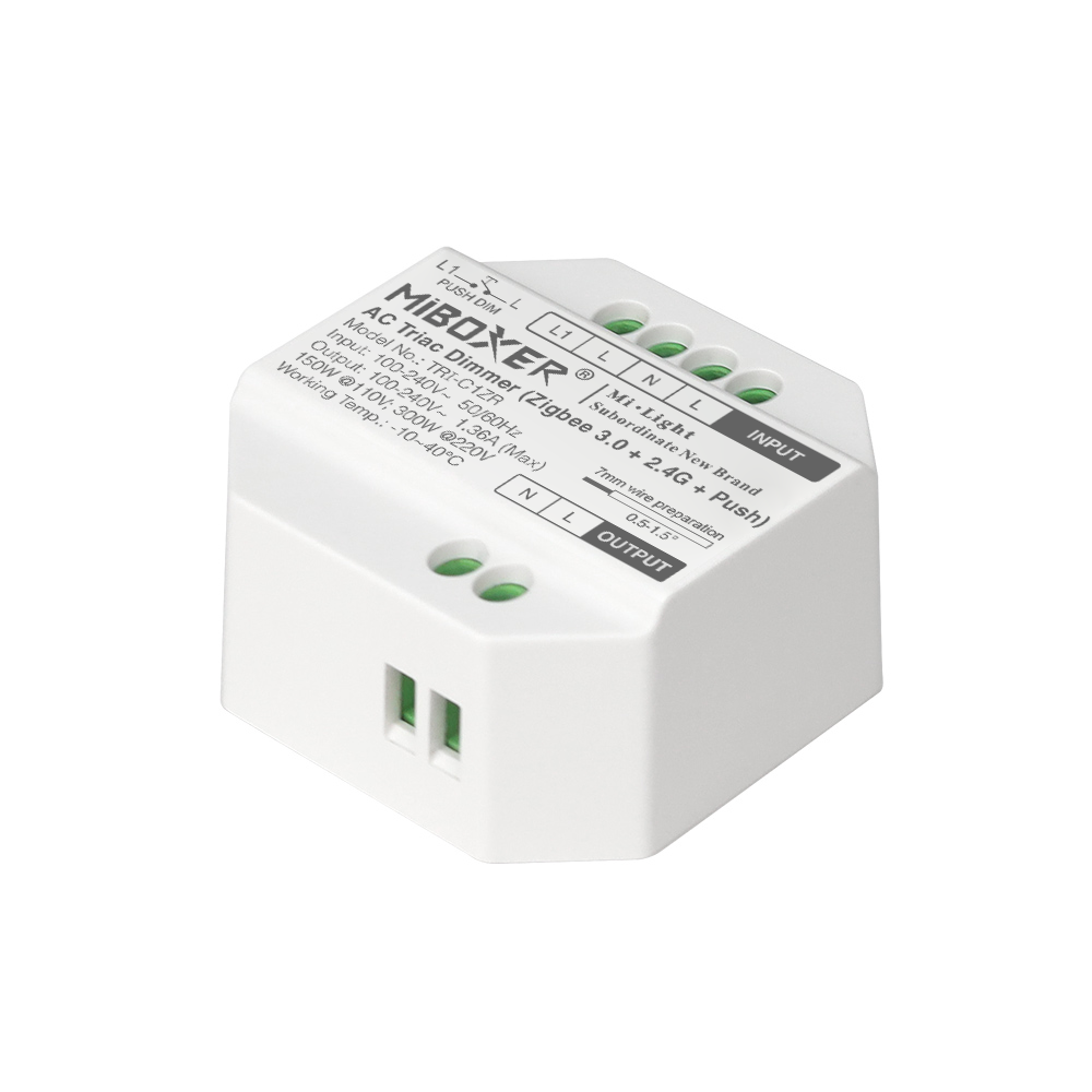 MiBoxer TRI-C1ZR Zigbee 3.0 LED-Dimmer für 230 V Leuchten – Triac-Dimmer 2,4Ghz, Push 