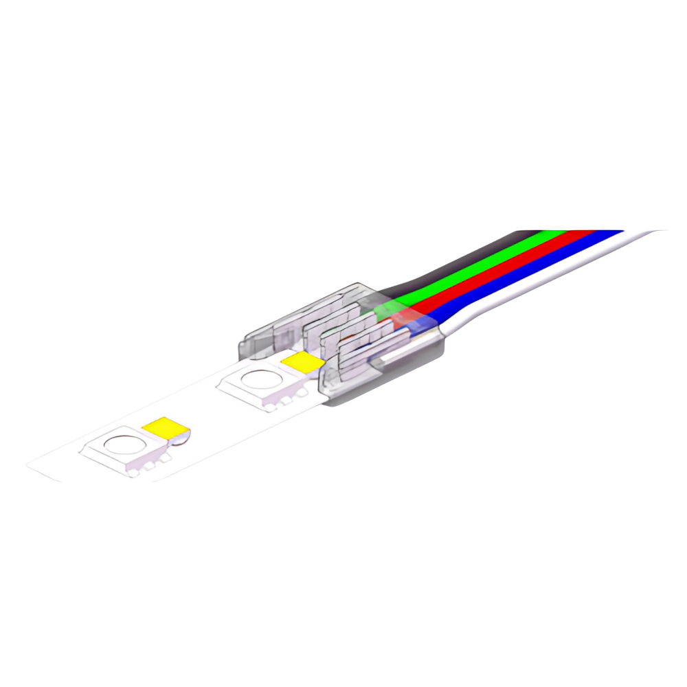 5-poliger LED Strip-zu-Kabel Connector / Schnellverbinder für 12 mm SMD RGBW LED Streifen – lötfreie (solderless) Verbindung mit 15 cm Anschlusskabel – ideal für saubere Montage und RGBW-Beleuchtung – SK-LED