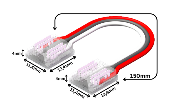 LED Strip-zu-Strip CCT Verbinder – 3-polig, 10 mm, lötfrei, mit 15 cm Kabel – SK-LED LED Streifen-zu-Streifen Verbinder CCT 3-polig, lötfrei – für 10 mm COB LED-Streifen mit 15 cm Kabel – ideal für Tunable White Anwendungen – werkzeugfreie Verbindung für saubere LED-Installationen – SK-LED