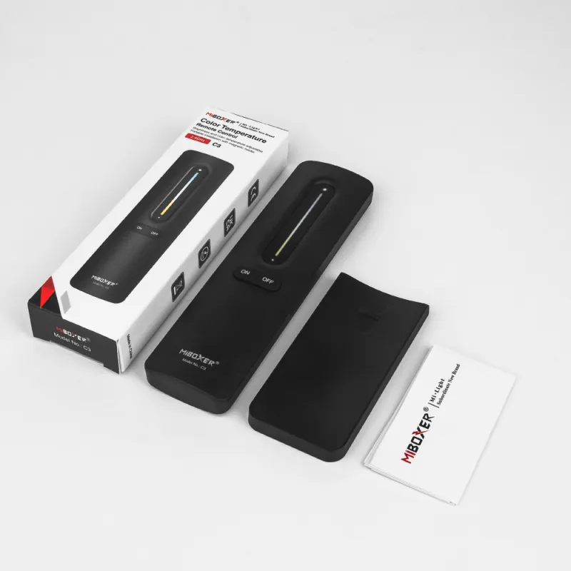 MiBoxer C3 Funkfernbedienung für CCT LED Steuerung, 2.4 GHz Funkfrequenz, 4 Zonen, Touch Bedienung, Helligkeits- und Farbtemperaturregelung mit Magnet Wandhalterung – kompatibel mit SK-LED Controllern
