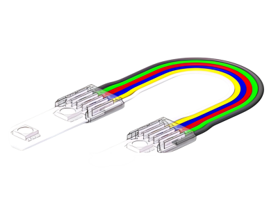 6-poliger lötfreier RGB+CCT LED Strip-zu-Strip Verbinder für 12 mm SMD LED Streifen, mit 15 cm Brückenkabel, 24 V DC kompatibel, werkzeuglose Verbindung bis 4 A – SK-LED