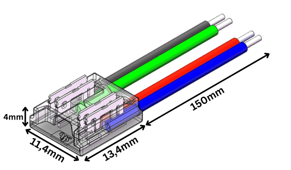 LED Strip-zu-Kabel Schnellverbinder 4-polig, lötfrei – für 10 mm COB LED-Streifen mit 15 cm Anschlusskabel – ideal für RGB Anwendungen – werkzeugfreie Verbindung für saubere LED-Installationen – SK-LED
