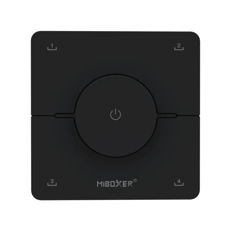 MiBoxer K0 CCT Drehregler Wandfernbedienung schwarz – 2,4 GHz Funk, 1 Zone, 4 Szenenspeicher, magnetische Wandhalterung, batteriebetrieben