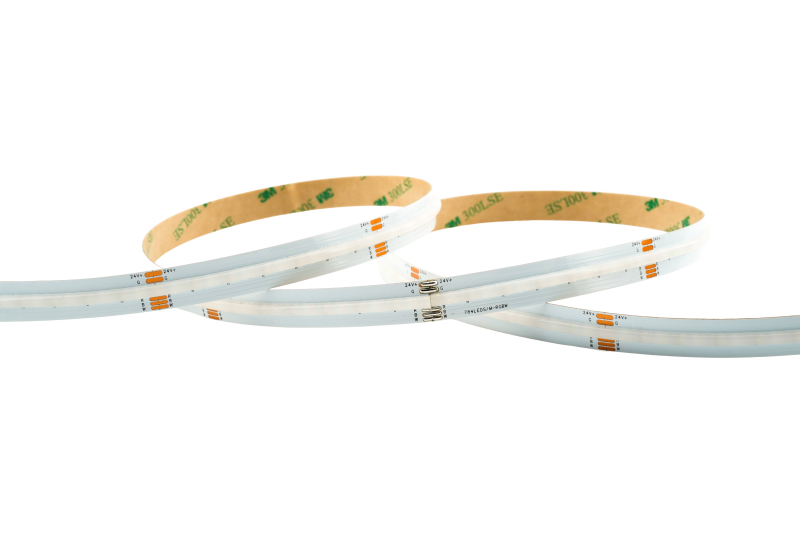 COB RGBW LED-Streifen 12 mm mit 784 LEDs/m – 24 V, 18 W/m, homogenes punktfreies Farbband mit RGB und wählbarem Weißlicht