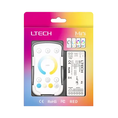 LTECH M2A+P2 CCT LED Funk Set 2.4 GHz, Funk Fernbedienung & 2-Kanal Empfänger, 12-48V DC, für CCT LED Streifen