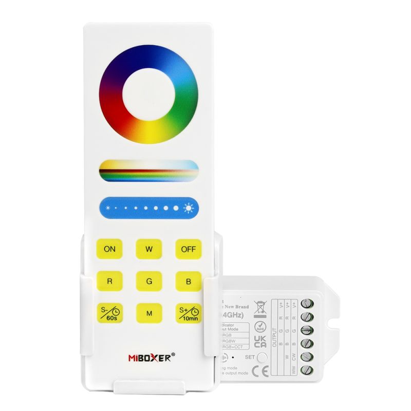 MiBoxer / Mi-Light FUT043A+ RGBCCT LED-Controller Set – 2,4 GHz Funksteuerung mit Fernbedienung und Empfänger für farbige LED-Streifen – SK-LED