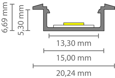 Flaches LED Alu Einbauprofil 2m Exo-A1F-13 (13mm) –| Flaches Aluminiumprofil für LED-Strips
