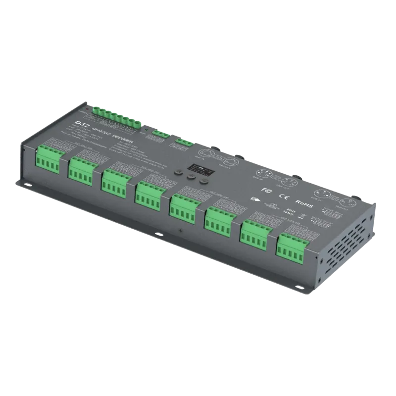 LTECH D32 DMX512/RDM LED Controller 32-Kanal 3A, 12-24V DC, mit OLED Display, Konstantspannung
