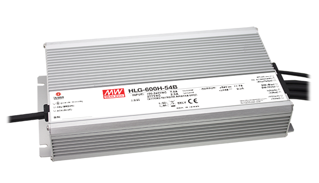 Mean Well HLG-600H-24A LED Netzteil 24V 600W – IP65 Aluminiumgehäuse, Konstantspannung und Konstantstrom per Poti einstellbar, lüfterlos, TÜV CE, für industrielle LED-Installationen