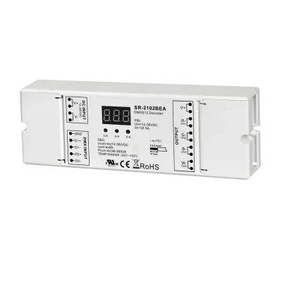 LED DMX Controller 12–48V DC kompakt für RGB RGBW LED Streifen mit DMX512 Steuerung
