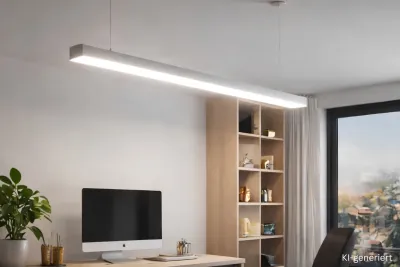 LED Lampenprofil Pendelleuchte linear LED Lampenprofil als moderne Pendelleuchte im Büro mit linearer Deckenbeleuchtung und integriertem LED Streifen