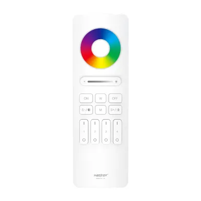 LED Streifen Set RGBW – COB LED Streifen 24V, punktfrei, 20 W/m, 5m, RGB + Warmweiß 2700K, CRI 90, IP33 – SS150 Netzteil, SR5 Funk-Controller & C5 Fernbedienung Weiß