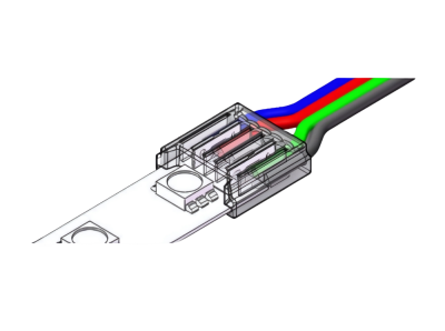 4-poliger LED Strip-zu-Kabel Verbinder – RGB 10 mm – lötfrei – 15 cm Anschlusskabel – SK-LED LED Strip-zu-Kabel Schnellverbinder – 4-polig, 10 mm, lötfrei – für RGB LED Streifen – 15 cm Anschlusskabel – SK-LED