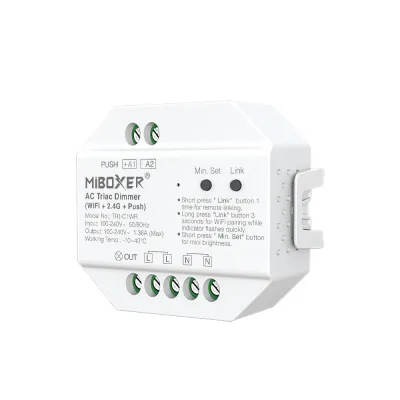 MiBoxer TRI-C1WR WIFI LED-Dimmer für 230 V Leuchten – Triac-Dimmer mit 2,4 GHz Funk & Tastersteuerung