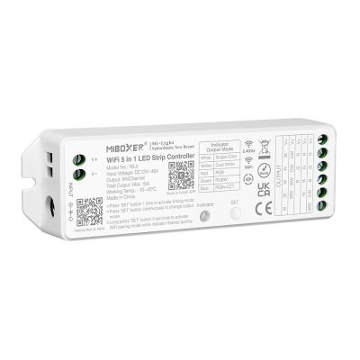Mi WL5 5-in-1 WiFi LED Controller IP20 – RGB+CCT Steuergerät 12–48 V | SK-LED MiBoxer WL5 5-in-1 LED Controller IP20 – WLAN & 2.4 GHz WiFi Steuerung für RGB, CCT, RGBW und RGB+CCT LED-Streifen, 12–48 V, Tuya-kompatibel, kompakter LED-Dimmer von SK-LED