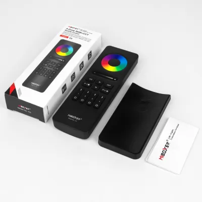 MiBoxer C5 Funkfernbedienung für RGB + CCT LED Strips, 2.4 GHz Remote Controller mit 4 Zonen, Farb-, Farbtemperatur- und Helligkeitssteuerung sowie Modustaste