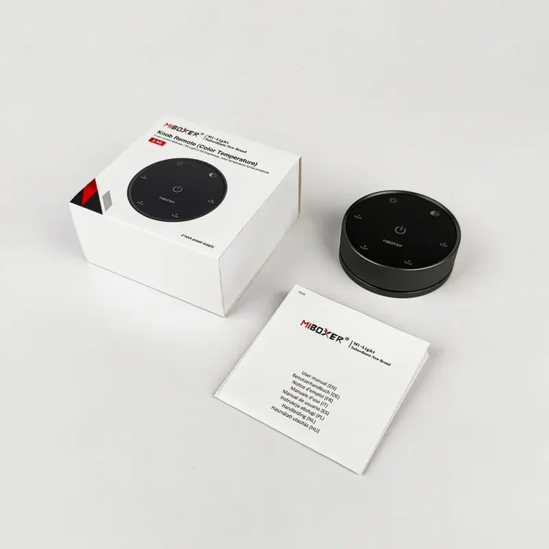MiBoxer K5 CCT Drehknopf Fernbedienung mit Verpackung und Anleitung für LED Steuerung