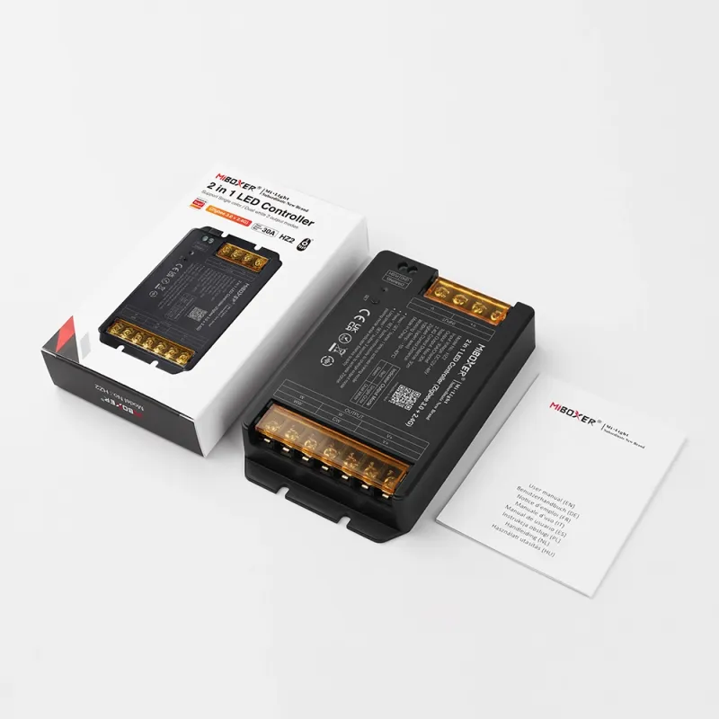 MiBoxer HZ2 LED Controller Seitenansicht – kompaktes Gehäuse 24x81x134 mm, Zigbee 3.0 und 2,4 GHz Dualband-Empfänger für einfarbige und CCT LED Streifen