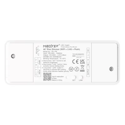 MiBoxer TRI-PW WIFI LED-Dimmer für 230 V – Triac-Dimmer 500 W mit 2,4Ghz & Tastersteuerung