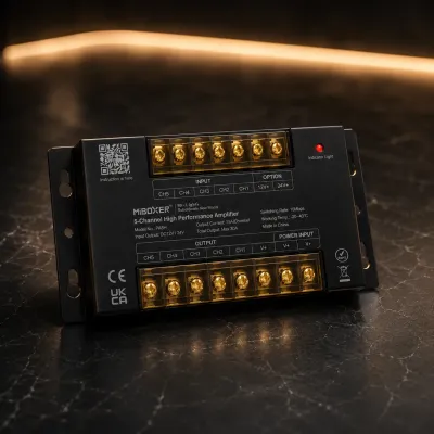 Hochwertiger 5-Kanal LED Verstärker für RGBW und RGBCCT Beleuchtung mit Aluminiumgehäuse