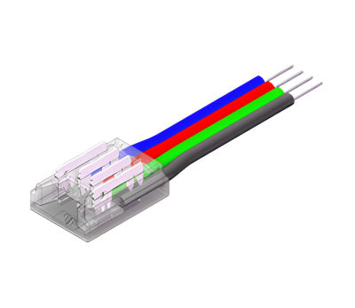 LED Anschlussverbinder für RGB SMD LED Streifen– 4-polig, 10 mm, lötfrei & frei konfigurierbar (ohne Kabel)