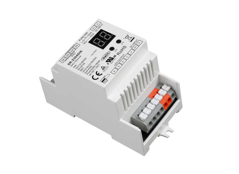DALI LED-Dimmer zur DIN-Schienenmontage mit Tastersteuerung – für CCT/ RGB oder RGBW LEDs SK-LED