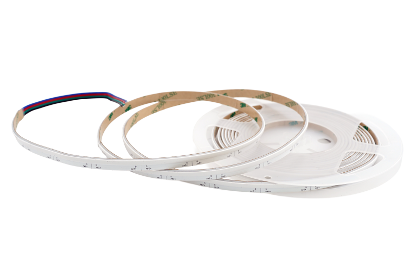 Side View COB RGB LED Streifen 8 mm auf Rolle – 630 LEDs/m, 24 V, seitliche Abstrahlung