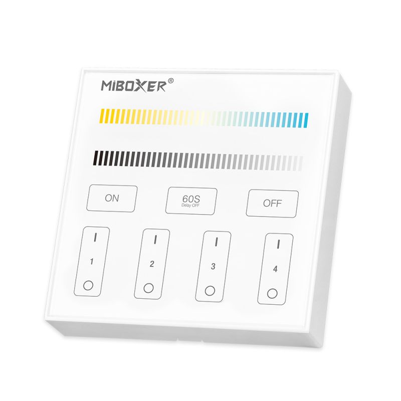 MiBoxer B2 CCT LED Wandfernbedienung Touchpanel in Weiß 2.4GHz zur Steuerung von Farbtemperatur und Helligkeit bei LED Streifen Frontansicht