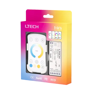 LTECH M2A+P2 CCT LED Funk Set 2.4 GHz, Funk Fernbedienung & 2-Kanal Empfänger, 12-48V DC, für CCT LED Streifen
