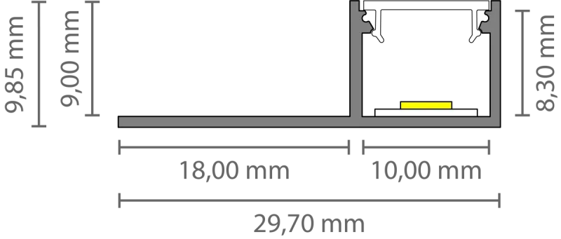 LED Fliesen-Abschlussprofil 2m EXO-F0_10 (10 mm) –|Fliesenprofil für LED-Strips
