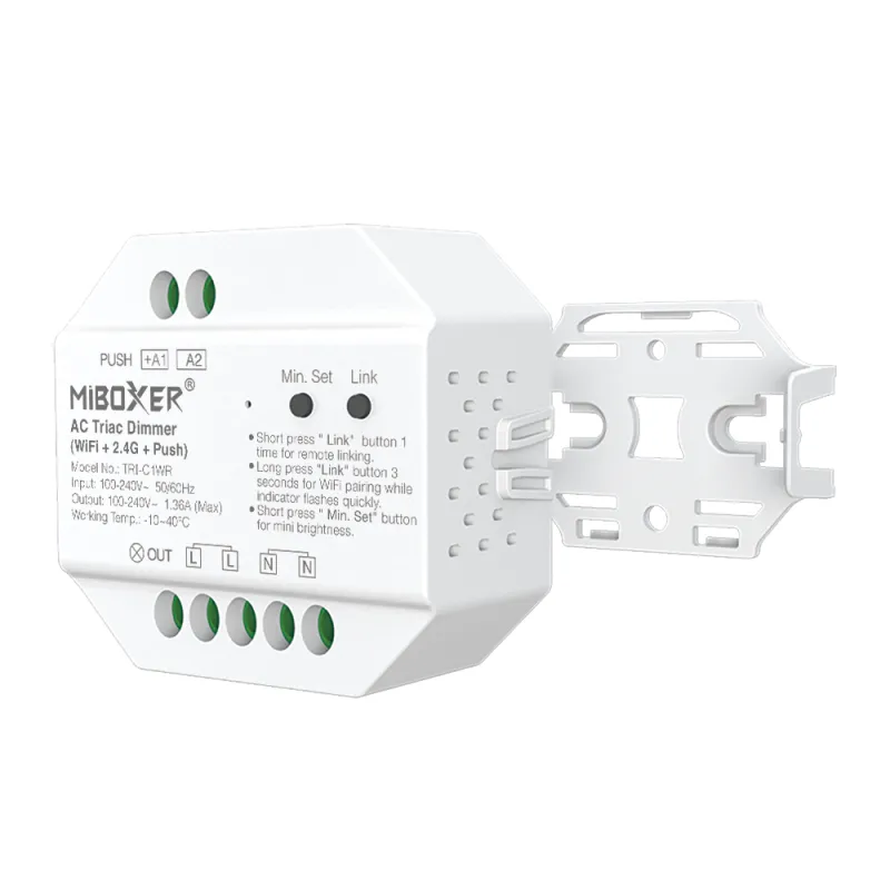MiBoxer TRI-C1WR WIFI LED-Dimmer für 230 V Leuchten – Triac-Dimmer mit 2,4 GHz Funk & Tastersteuerung