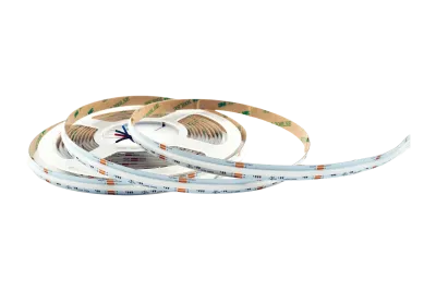 COB RGB LED Streifen 10 mm in Weiß, unbeleuchtete Produktaufnahme, 840 LEDs/m, 24 V, homogenes RGB Lichtband mit 180° Abstrahlwinkel, flexible LED-Rolle für Innen- und Außenanwendungen von SK-LED