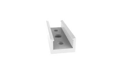 PETG-Geradverbinder 180° für LED Aufbauprofil EXO-A1-13 PETG-Geradverbinder 180° für LED Alu-Aufbauprofil EXO-A1-13 – weißes U-förmiges Verbindungsstück mit drei Montagelöchern