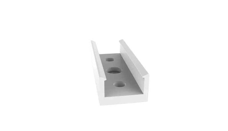 PETG-Geradverbinder 180° für LED Alu-Aufbauprofil EXO-A1-13 – weißes U-förmiges Verbindungsstück mit drei Montagelöchern