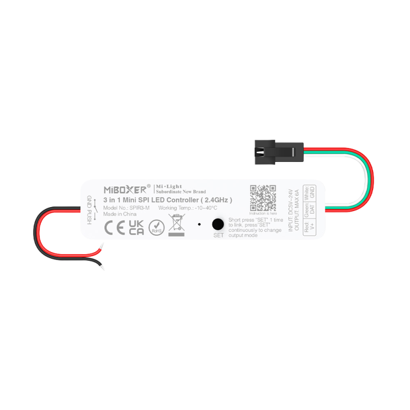 MiBoxer SPIR3-M Mini SPI LED Pixel Controller 2.4 GHz, 3-in-1 Einfarbig, RGB und RGBW, 5-24V DC, 6A