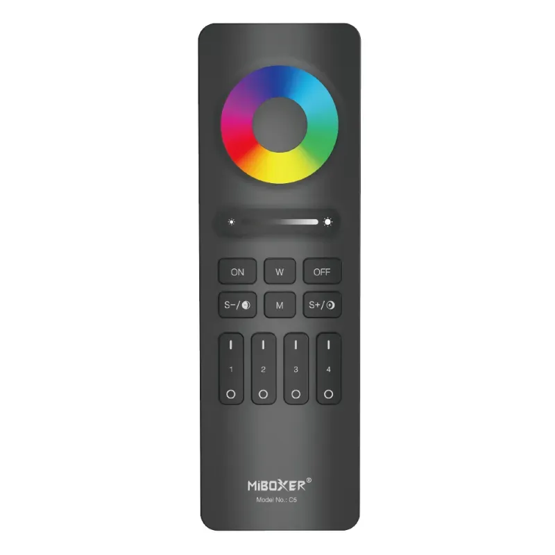 LED Streifen Set RGB IP33 – COB LED Streifen 24V, 14 W/m, 5m, punktfrei – SS100 Netzteil, SZ5 Zigbee 3.0 Controller & C5 Fernbedienung Schwarz
