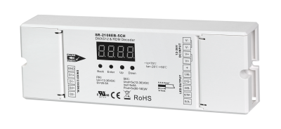 SR-2108EB-5CH DMX512 & RDM Decoder 5-Kanal 16-Bit 5A pro Kanal 12-36V DC für RGB+CCT LED Streifen