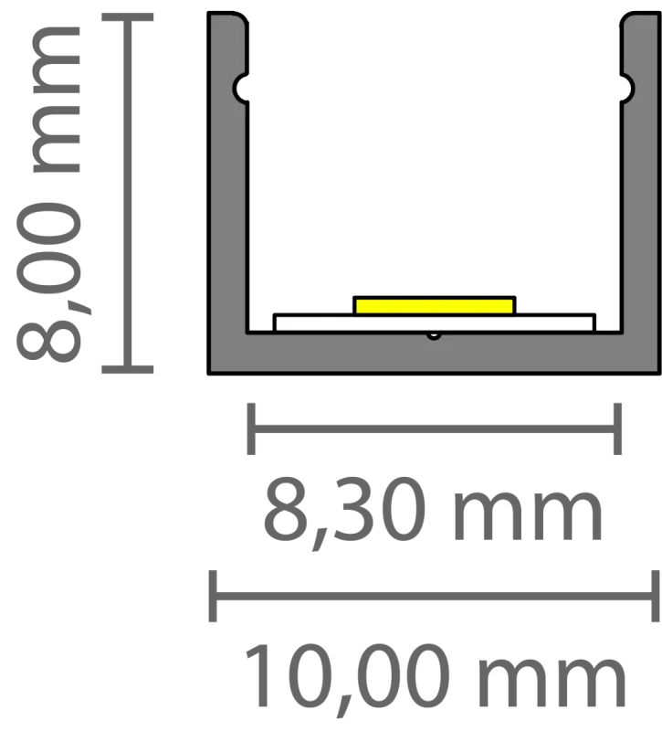Ultraslim LED Alu Aufbauprofil 2m Exo-A0-8 (8mm) –| Flaches Aluminiumprofil für LED-Strips