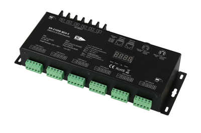SR-2108B-M24-3 DMX512 & RDM Decoder 24-Kanal 4A pro Kanal 12-24V DC Metallgehäuse XLR RJ45 SR-2108B-M24-3 DMX512 & RDM Decoder 24-Kanal 4A pro Kanal 12-24V DC Metallgehäuse XLR RJ45