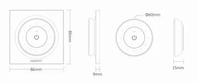MiBoxer K3 Fernbedienung Schwarz Draufsicht – zentraler Drehregler zur stufenlosen Helligkeitsregelung einfarbiger LED Streifen, 1 Zone, Draufsicht