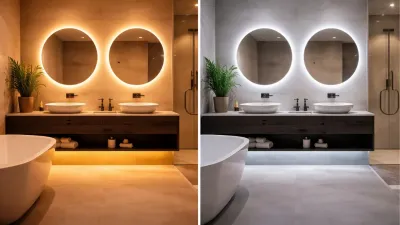 Modernes Badezimmer mit COB CCT LED Streifen und umschaltbarer warmweißer sowie kaltweißer Beleuchtung