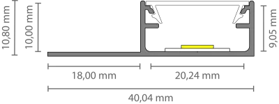 LED Fliesen-Abschlussprofil 2m EXO-F1H_16 (16 mm) – Flächenbündiges Fliesenprofil für LED-Strips