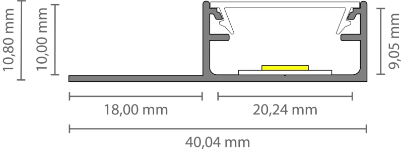 LED Fliesen-Abschlussprofil 2m EXO-F1H_16 (16 mm) – Flächenbündiges Fliesenprofil für LED-Strips