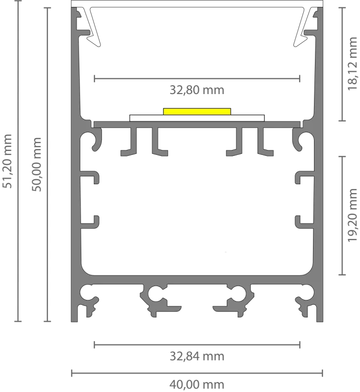 LED Leuchtenprofil extrabreit 2m EXO-TI1_32 (32 mm) – Aluminiumprofil für leistungsstarke LED-Strips
