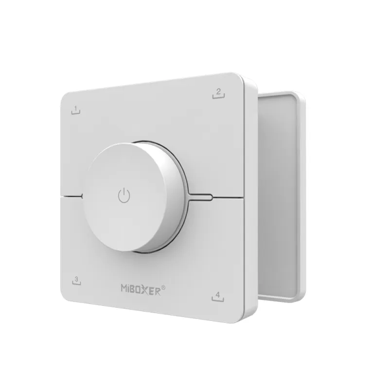 MiBoxer K0 CCT LED Drehregler Fernbedienung in Weiß als 2.4GHz Wandcontroller zur Steuerung von LED Streifen in moderner 3D Perspektive